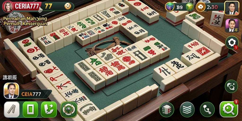 Screenshot utama CERIA777 yang menunjukkan keseruan bermain Mahjong.