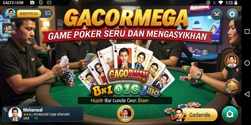 Tampilan gameplay Poker yang mendebarkan dan interaktif.