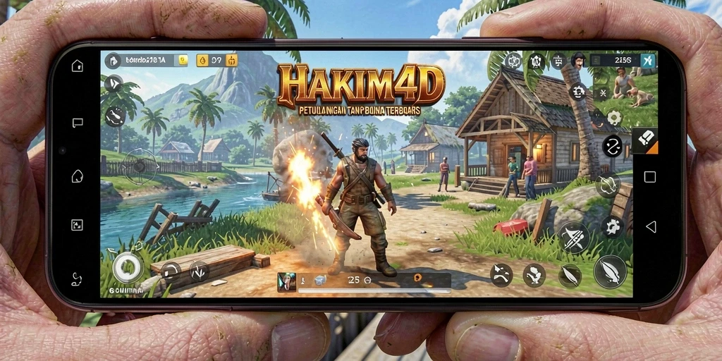 Screenshot gameplay HAKIM4D yang menampilkan dunia terbuka yang luas dan indah.