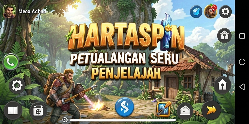 Screenshot dari gameplay HARTASPIN yang menampilkan petualangan yang mendebarkan.