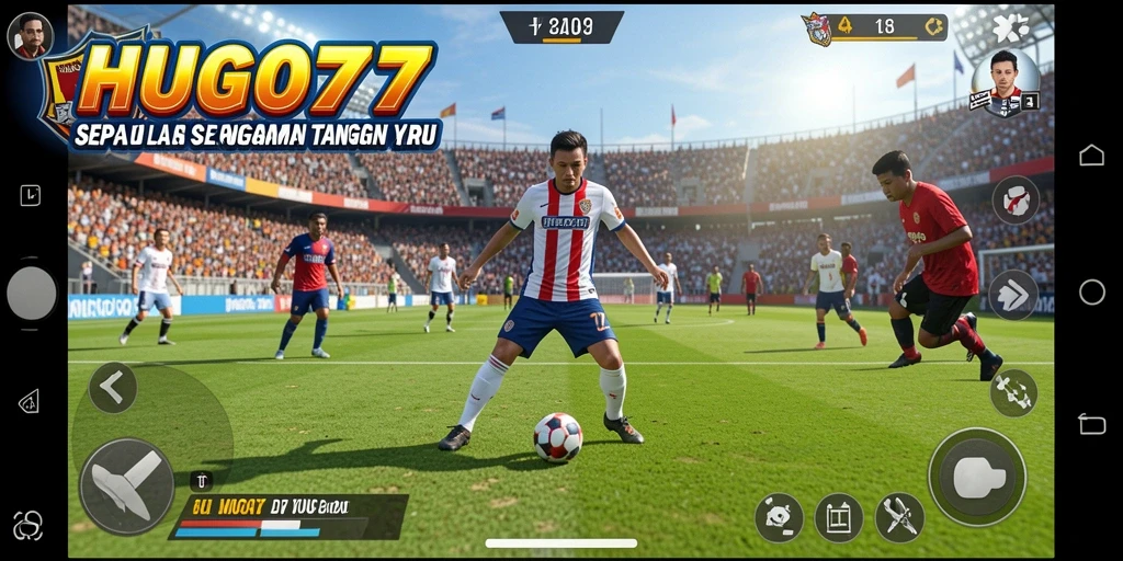 Tangkapan layar HUGO77 menampilkan laga sepak bola yang mendebarkan di lapangan virtual.
