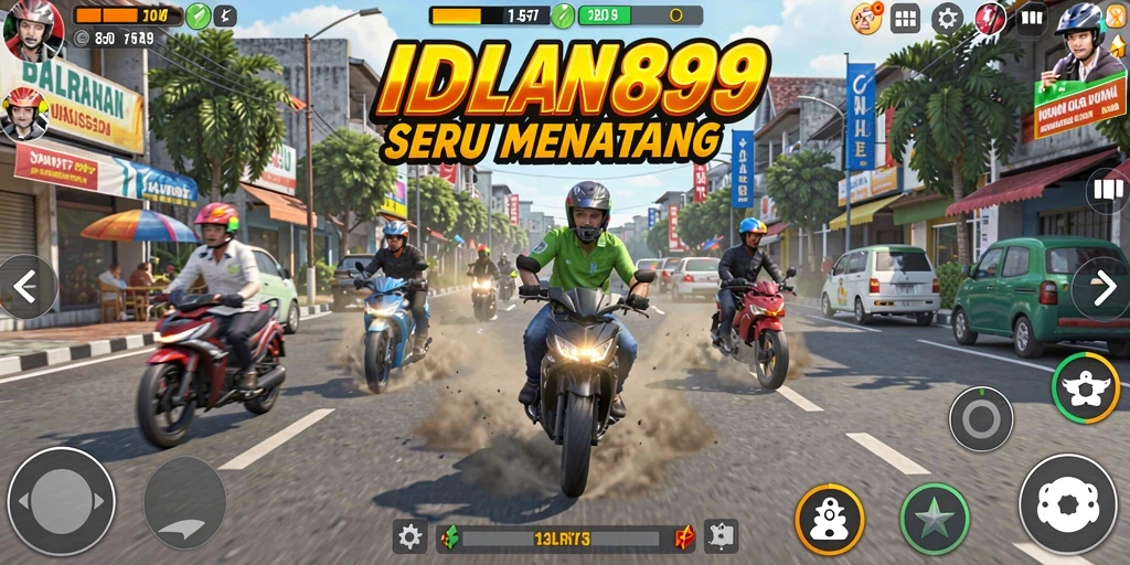 Screenshot IDN89 yang menunjukkan balapan mendebarkan di jalanan.