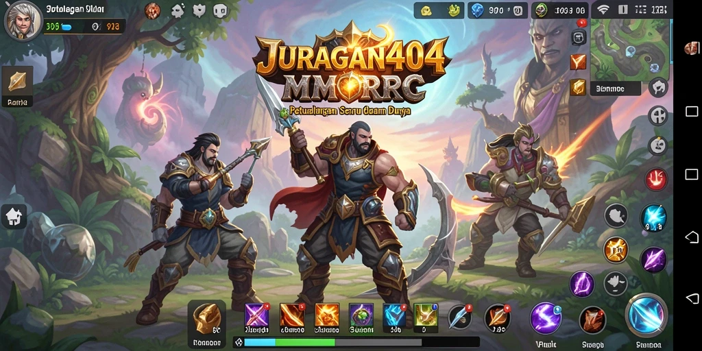 Tangkapan layar dari gameplay JURAGAN404 yang menunjukkan pertarungan epik.