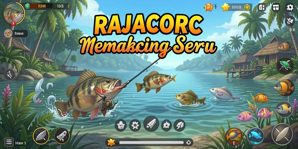 Tampilan gameplay RAJACORC yang menarik dan penuh aksi memancing.