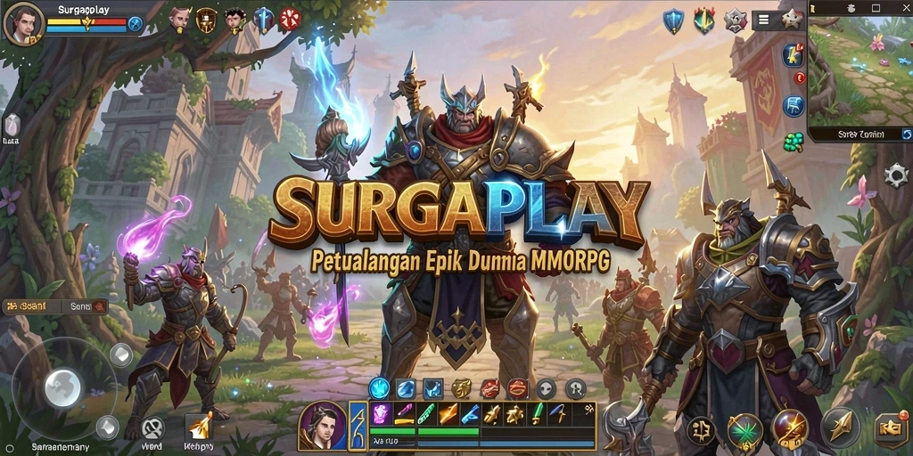 Menampilkan aksi seru dalam permainan MMORPG SURGAPLAY.
