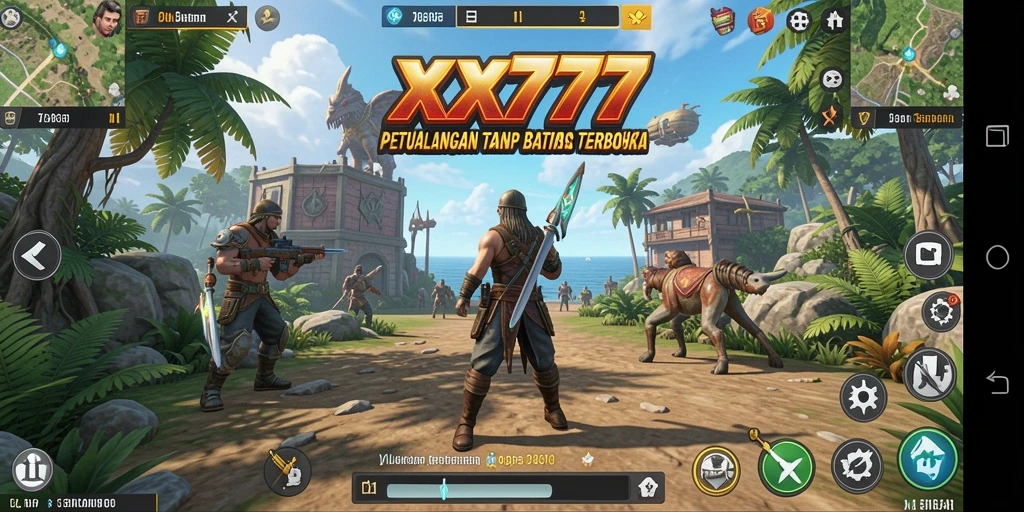 Screenshot utama gameplay XXX777 menunjukkan petualangan seru di dunia terbuka.